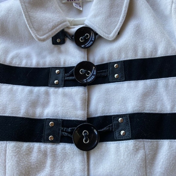 Nico La Coat Sz 8 Black Cream White Stripe Blazer Vintage Buttons 90s Y2K Womens - Picture 2 of 8